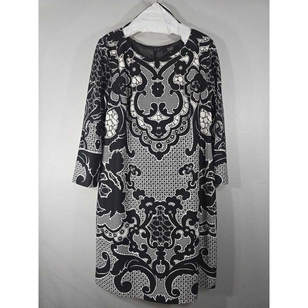 Alex Marie 3/4 Sleeve Sheath Dress Career Business Office Size 16 Damask AF